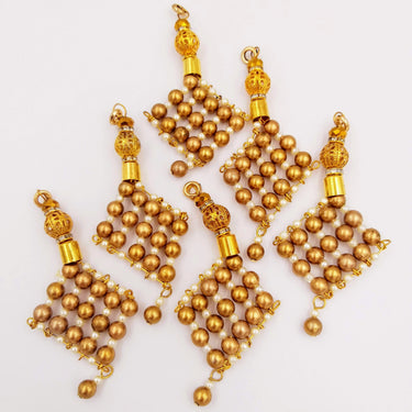 Handcrafted Gold Bead Tassels Latkan, Indian Latkans, Gold Beaded Danglers